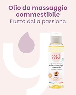 Yum'Lube | Olio Massaggio Sensuale E Lubrificante - Olio Per Massaggio Corpo Eccitante E Rilassante - Olio Corpo Profumato al Frutto della Passione - 100% Naturale, Bio, Comestibile - Made In France