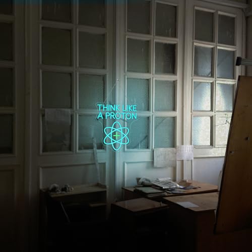 Image of Think Like a Proton Neon Sign Dimmable Good Vibes Neon Light with USB Power Think Positive LED Wall Light Nerdy Science-Themed Room Decor for Classroom Study Ideal Gift to Students and Teachers