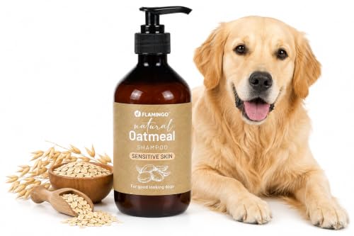 Shampoing Chien - shampoing pour Chien - 500ml - Spécialement la Peau Sensible - pour Le Traitement de la Peau sèche et irritée - Flamingo Shampooing Naturel à l'avoine