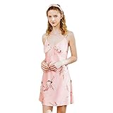 BaronHong Damen Seidensatin Chemise Slip Nachthemd (Gummi, XXL)