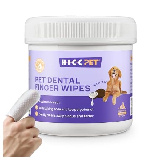 HICCPET Teeth Cleaning Wipes for Dogs & Cats, Remove Bad Breath by Removing Plaque and Tartar Buildup No-Rinse Dog Finger Toothbrush, Disposable Gentle Cleaning & Gum Care Pet Wipes, 50 Counts
