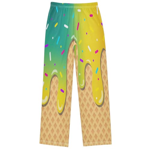 Boy's Pants Light Sea Green Ice Cream Jogger Pants Elastic Waist Long Bottoms Trousers with Pockets 6-14 Years
