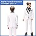 Boys Suit Toddler Tuxedo Slim Fit Set White Communion Suits for Boy Formal Dress Clothes Kids Wedding Outfit with Black Shirt Tie Size 8