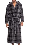 Alexander Del Rossa Men’s Robe, Plush Fleece Hooded Bathrobe with Two Large Front Pockets and Tie Cl