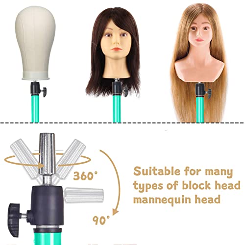 Bevisun Mannequin Wig Head Stand Tripod For Cosmetology Hairdressing Training Styling, Adjustable Foldable Wig Stand Tripod With Non-Slip Base 40.2 Inches, Mannequin Head Not Included (Macaron Green) #TOP3