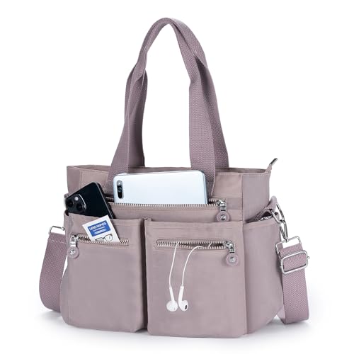CALUOMATT Tote Bag for Women Hobo Handbags Canvas Crossbody for Woman Multi Compartment Bags Purple
