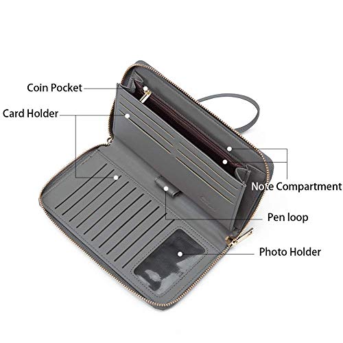 Cluci Women Wallet Large Leather Zip Around Card Holder Organizer Clutch Wristlet Bundles With Backpack Purse For Women Fashion Leather Designer Travel Large Convertible Ladies Shoulder Bag #TOP3