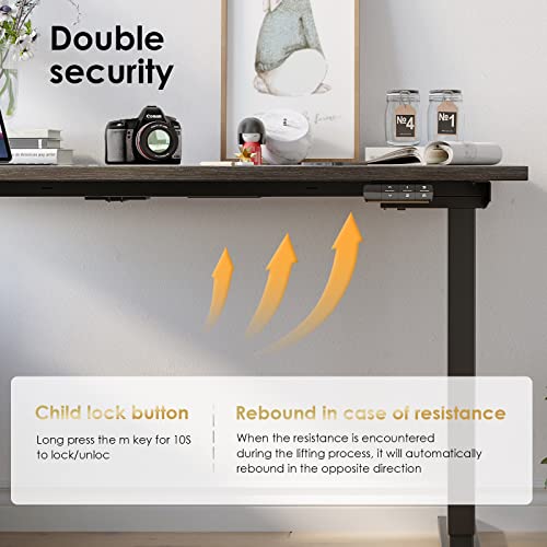 Stary Height Adjustable Electric Standing Desk With Whole Board, Walnut(Dual Motor) #TOP4
