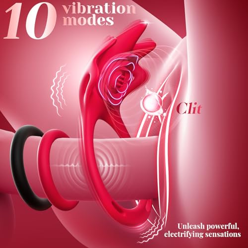 Image of Couples Sex Toys Wearable Vibrator - MOOLIGIRL AI Lover Rose Toy Vibrating Panties with APP Control, 10 Wide & Steady Stimulation Vibrators with 6 Cock Ring, BDSM Adult Toys for Couples Women Men