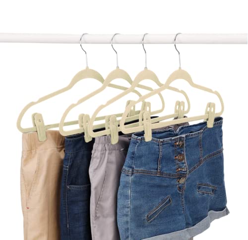 Kit 20 Presilhas Prendedor De Veludo Para Cabide Cor:Bege