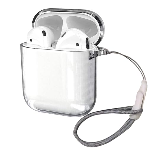 MouyouGlow Custodia Trasparente per Airpods 1/2, Custodia per AirPods 1/2 (2019) Custodia protettiva in TPC con moschettone, Cover di ricarica wireless visibile a LED antiurto per AirPods 1 e 2 Custo