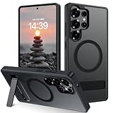 VENINGO 対応Samsung Galaxy S25 Ultra専用ケース・6.9インチ・ブラック|MagSafe対応・ワイヤレス充電対応・マグネット搭載|隠れスタンド・横縦両立|米軍MIL耐衝撃・TPU+PC・指紋防止・黄ばみなし|スリムフィット・マット感|ギャラクシーS25 Ultra専用ケース・スマホケース