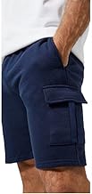 Mens Cargo Fleece Shorts Sweat Summer Jogger Plain Jersey Jogging 2 Zip Pockets New