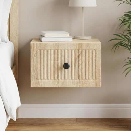 Ziaphsol Wall-Mounted Chêne Sonoma Bedroom Cabinet 33 x 34.5 x 20 cm with Drawer Storage Modern Vintage Design for Living Room Bedroom Or Office Space