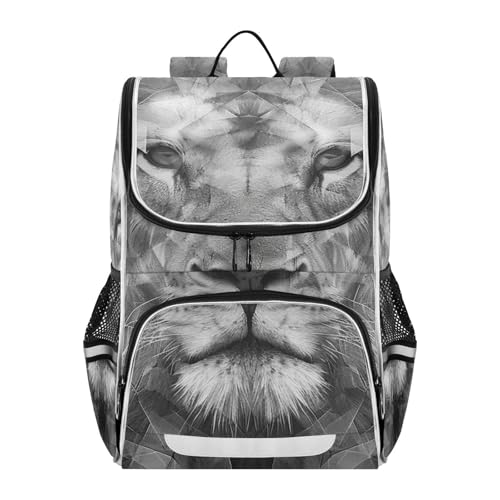 Mochila de viaje de león blanco y negro para escapadas de fin de semana