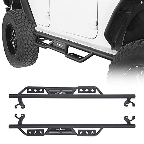 Hooke Road Wrangler JK Running Boards 4 Door, Side Steps Nerf Bars for 2007-2018 Jeep Wrangler JK Unlimited 4 Doors Only