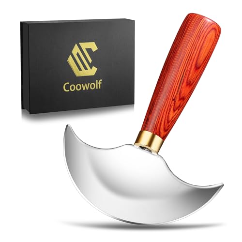 Coowolf Leather Knife with Wooden Handle, Leather Working Tools for Cutting Skiving and Trimming by Coowolf - Used condition - US$25.80