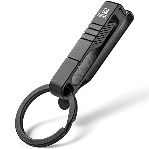 Fegve Duty Belt Key Holders Titanium Carabiner Keychain Belt Clip With Keyring For Keys,Gifts For Men Dad (Black - Bk1) #TOP6