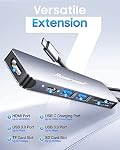 Hiearcool USB C Hub pour MacBook – 7-in-1 USBC Adaptateur avec 4K HDMI, 100W PD, USB 3.0 5Gbps Ports, SD/TF Lecteur de cartes – USB-C Dongle pour bureau, réunions, voyages & Home Setup-Space Gris
