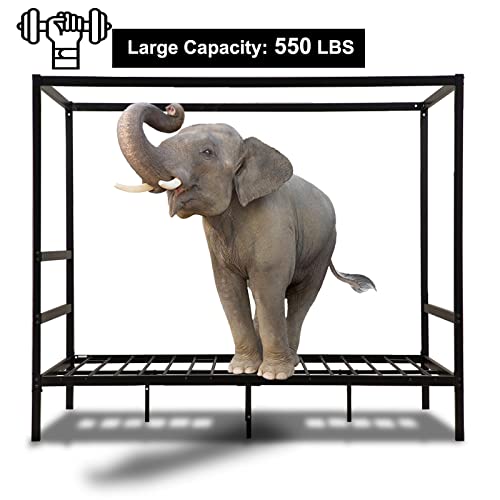 Vingli King Canopy Bed, Heavy Duty Bed Frame King Size Platform Bed Frame With Headboard, 4 Poster Bed King, Black #TOP4