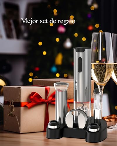 CIRCLE JOY Sacacorchos Eléctrico 7 en 1, Abridor de Vino Recargable con Soporte de Carga, Cortacápsulas, Vertedor, Bomba de Vacío y 2 Tapones para Vino, Cable USB-C - imagen 7
