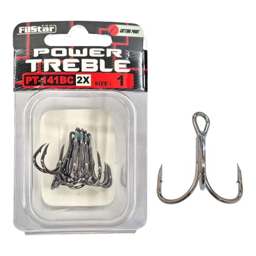 PRO FILSTAR Drillingshaken Set N1 6 STK- Drillinge Angelhaken Set - Treble Fishing Hooks Sport Set - Angeln Haken - Kunstköder Jighaken - Hecht Wels Zander Angel Haken - Wobbler & Pilker Jig Haken