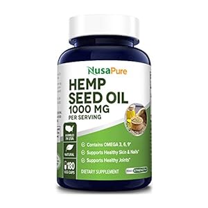 NusaPure Hemp Oil Capsules, 1,000mg Per Serving, 180 Veggie Softgels, Non-GMO, Vegan