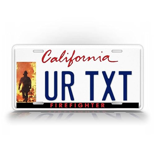 Custom Text California Firefighter License Plate Novelty Replica CA Personalized Fireman Auto Tag
