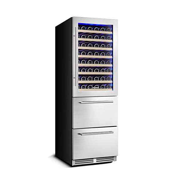 BODEGA Wine and Beverage Refrigerator, 24 Inch 2 IN 1 Dual Zone Wine Cooler,Built-in or Freestanding Beverage Cooler, Soft LED Light Hold 88 Bottles and 149 Cans, silvery