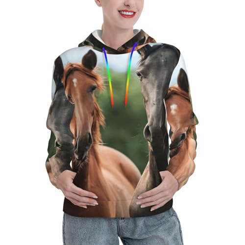 Sweat à capuche imprimé chevaux idéal pour vos balades d'automne