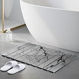 Dufuso Alfombra Diatomita Baño 60x40cm, Plegable Natural Tierra Bath Mat Secado Rápido, Alfombrilla Piedra Diatomita Super Absorbente, Alfombrilla de Ducha para baño, Casa y Cocina