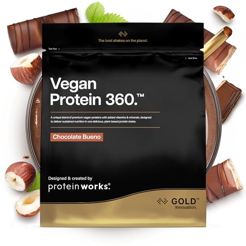 Protein Works | Vegan Protein 360 - Gold Innovation, Chocolate Bueno, 33 Servings, 100% Plant Based & Natural, Premium Multi-Protein Blend, Low Fat Shake, Low Calorie Shake, 1kg