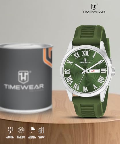 Image of TIMEWEAR Roman Track Dial, Day & Date Functioning, Silicone Strap Analog Watch for Men
