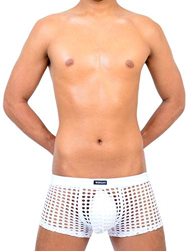【ANQ】全面ドット メッシュ 大胆 ボクサーパンツ anq047 (ホワイト, L)