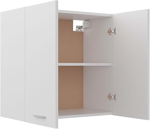 Miniatura 6 de Armario colgante blanco de 23.6 x 12.2 x 23.6 pulgadas, madera de ingeniería, armario alto montado en la pared, Gabinetes para cocina, sala de