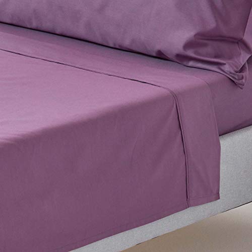 HOMESCAPES Purple Grape Pure Egyptian Cotton Flat Sheet Double 200 TC 400 Thread Count Equivalent Bed Sheet