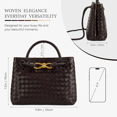 Woven Tote Bag for Women Leather Shoulder Handbag Designer Top Handle Purses(Grape Purple) by LEESTUTY - Used condition - Image 4