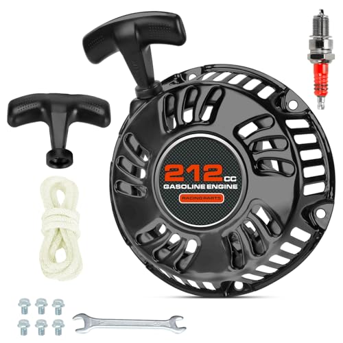 XIKOBY Pull Start Recoil Starter Assembly Compatible with Predator 212cc 196cc 6.5HP Engine Coleman CT200U CT200U-EX BT200X B200R Mini Bike KT196 Go Kart Generator Lawn Mower Parts with Pull Cord