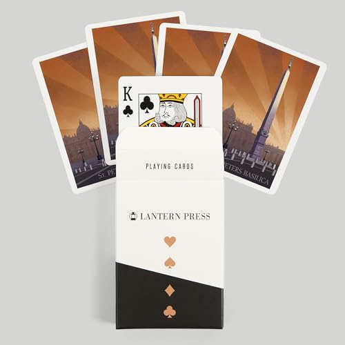 Lantern Press Rome, Italië, St Peters Basilica, Baraja Poker 52 cartas miniatura 6