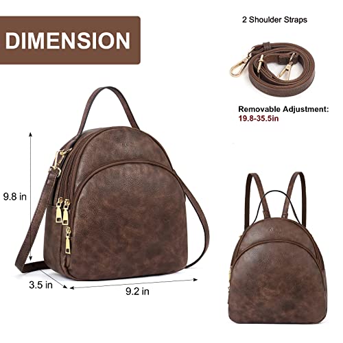 Cluci Small Backpack For Women Leather Women's Backpack Handbags Lady Fashion Causal Shoulder Bags Travel Mini Backpack Purse Convertible Daypack Coffee #TOP2