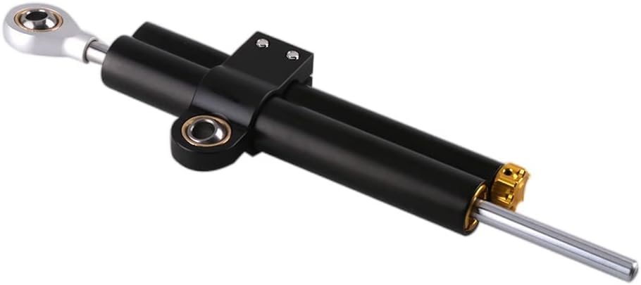 CNC Aluminum Motorcycle Steering Dampers Stabilizer Linear Reversed Safety Control for for Kawasaki Mounting Kit(Black)