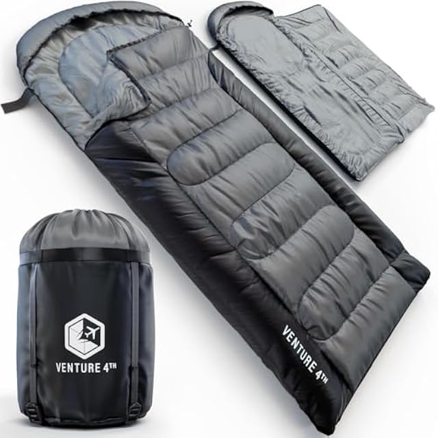 VENTURE 4TH 3-Season XXL Backpacking Sleeping Bag - Silver/Black
