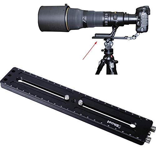 iShoot 220mm Long Camera Quick Release Plate, Double Slides, with Function Extension Holes 1/4 Screws, Compatible with Arca-Swiss Fit Tripod Head Panning Head Panorama Head Panoramic Head Clamp
