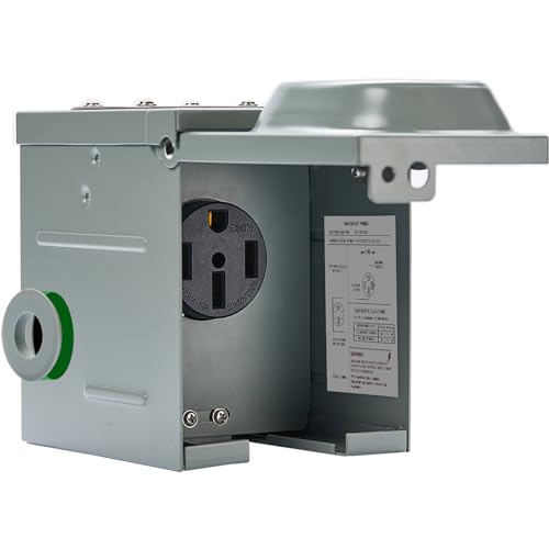 EyGde 50 Amp RV Power Outlet Box 125V/250V, Enclosed Lockable Outdoor Upgraded NEMA 14-50R RV Receptacle Plug for Hookup RV Camper Travel Trailer, Easy to Knock