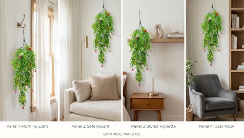 Image of Dekorly 2 Pack Artificial Plants Artificial Hanging Plants Faux Eucalyptus Leaf Greenery Fake Hanging Eucalyptus Plant (Green) (2, New Flower Vines)