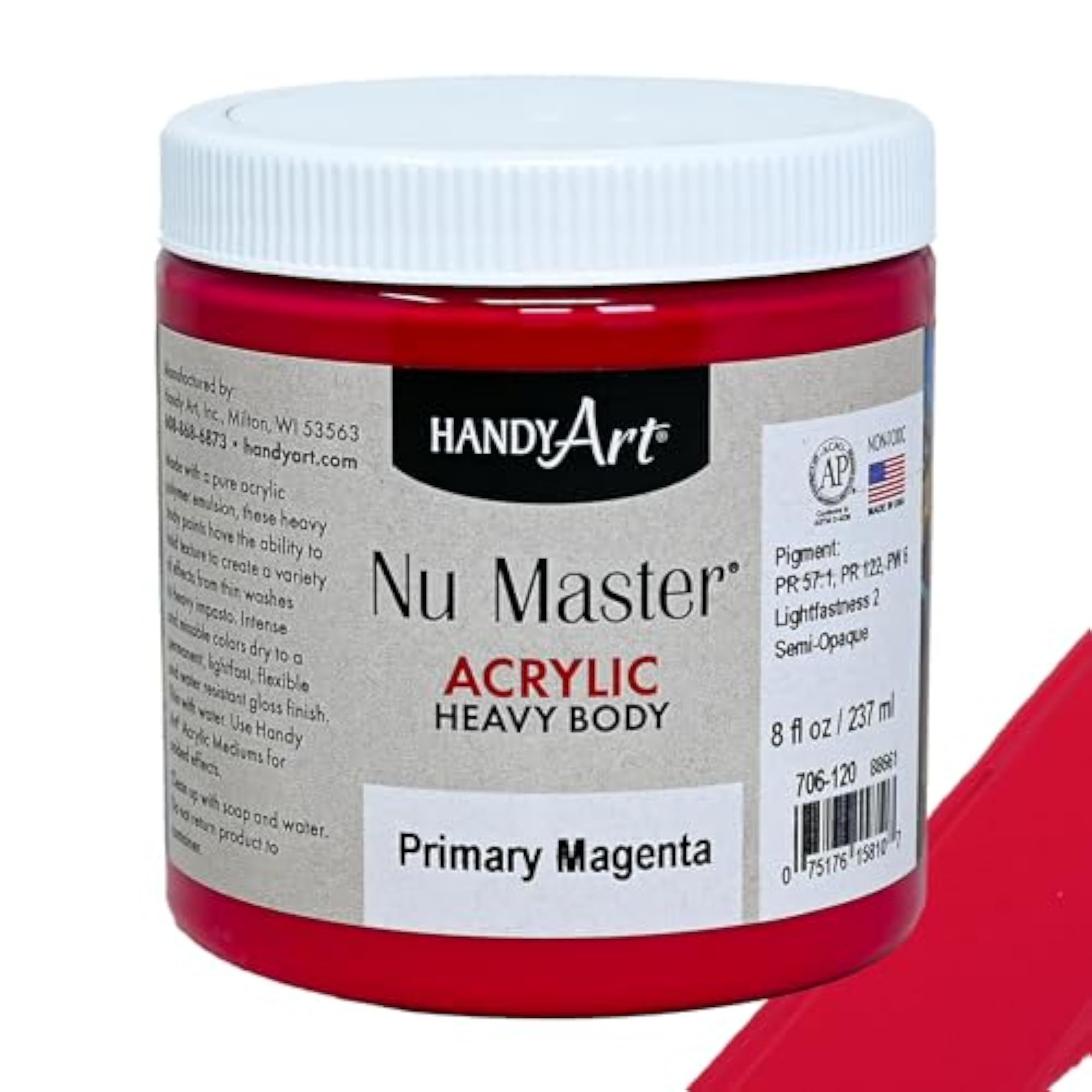 8oz Heavy Body Acrylic Paint, Primary Magenta