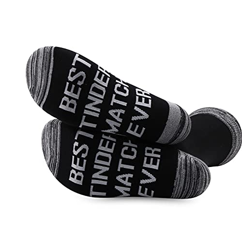 G2TUP 2 Pairs Tinder Gift For Boyfriend Husband Best Tinder Match Ever Socks Valentine's Day Gift (Best Tinder Match Ever)