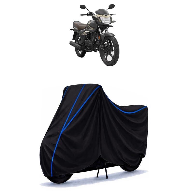 Image of Shine Disc Bike Cover Water Resistant Universal Motorcycle Rain | Heavy Duty UV Protection, Dust, Scratch Indoor Outdoor All Weather with Black Blue Piping Elastic