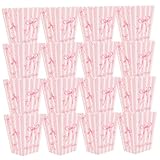 IMIKEYA 30個ストライプ柄 紙製ポップコーンボックス リボン付き パーティー ウェディング ベビーシャワー 記念品 キャンディーボックス 映画鑑賞会 スナック容器 ランダムスタイル