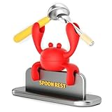 Silicone Spoon Rest for Stove Spoon Holder and Lid Lifter Steam Releaser Stove Organizer Cool Kitchen Gadgets & Cute Kitchen Accessories (Cute Red)
